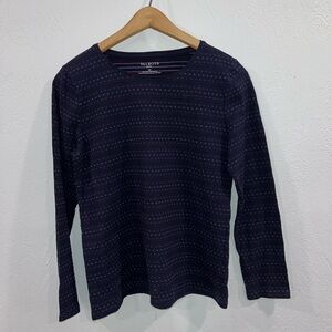 Talbots navy long sleeve embroidered shirt. Size Mp.